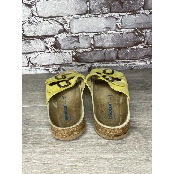 Sanosan Yellow Leather Arizona Slides Casual Cork Sandals Women Sz 40EU/9.5M US - Picture 5 of 16